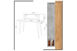 Kontorbord-Mod Design Skrivebord 120 cm med Oppbevaring Hylle+Luke Lærb Brun,Hvit