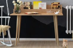 Kontorbord-Mod Design Skrivebord 100 cm med Oppbevaring Rum Brun