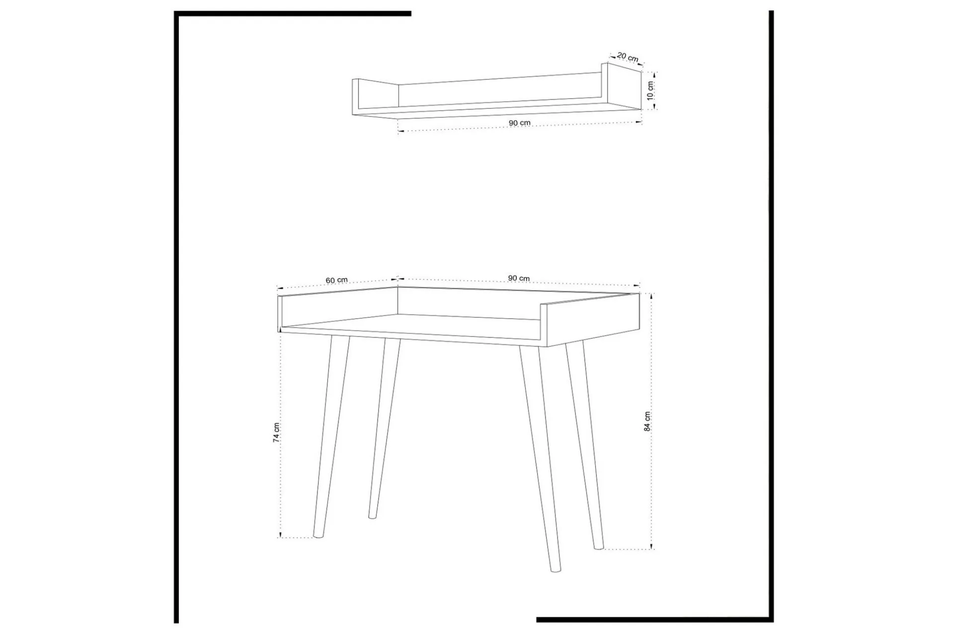 Kontorbord-Mod Design Skrivebord 90 cm med Oppbevaring Vegghylle Brun