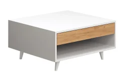 Sofabord-Mod Design Sofabord 80 cm med Oppbevaringsskuff + Hylle Brun,Hvit