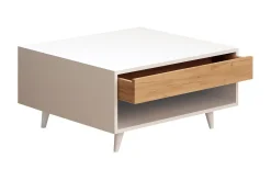 Sofabord-Mod Design Sofabord 80 cm med Oppbevaringsskuff + Hylle Brun,Hvit