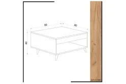 Sofabord-Mod Design Sofabord 80 cm med Oppbevaringsskuff + Hylle Brun,Hvit
