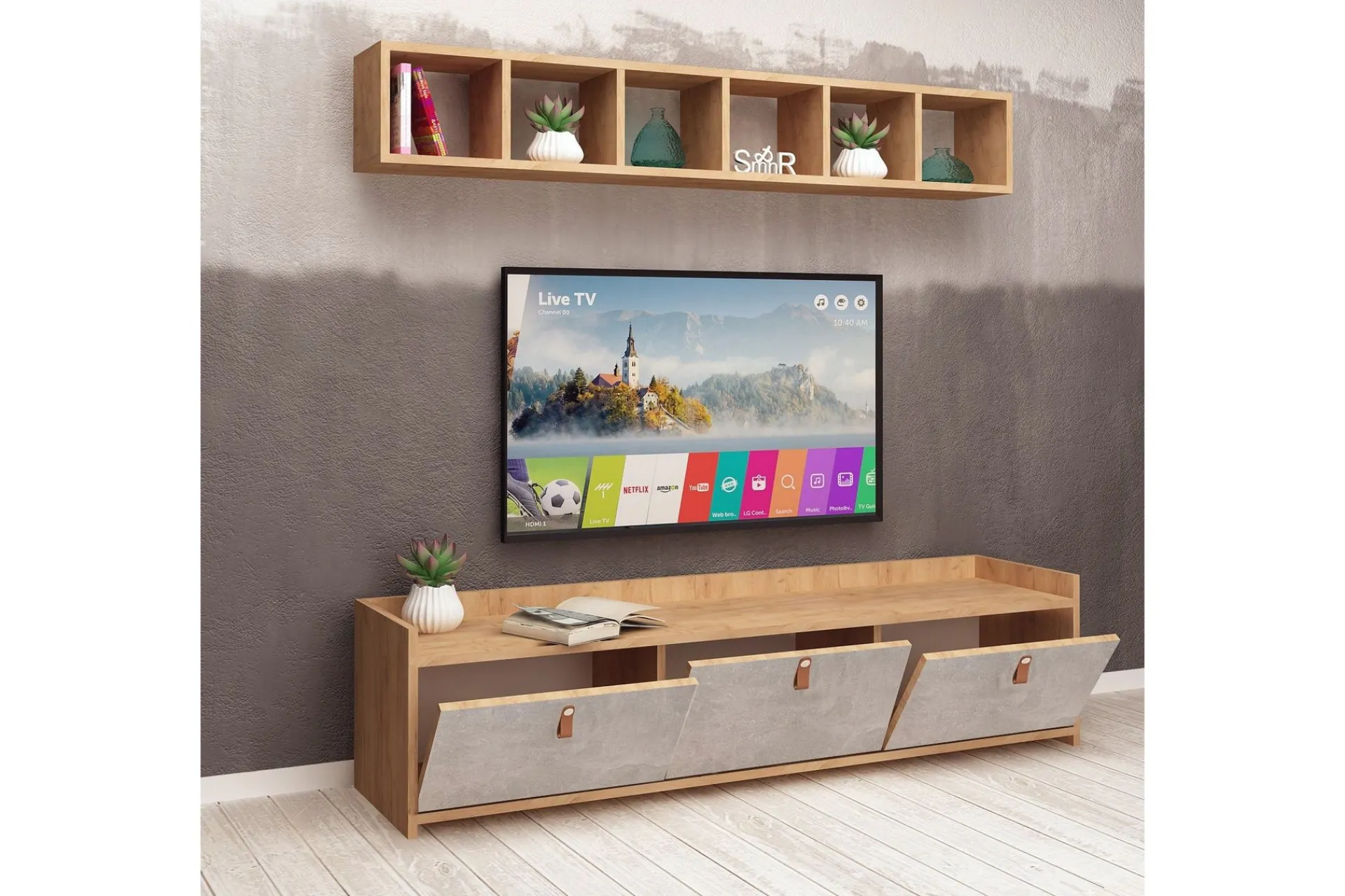 Mod Design TV-benk med Vegghylle
