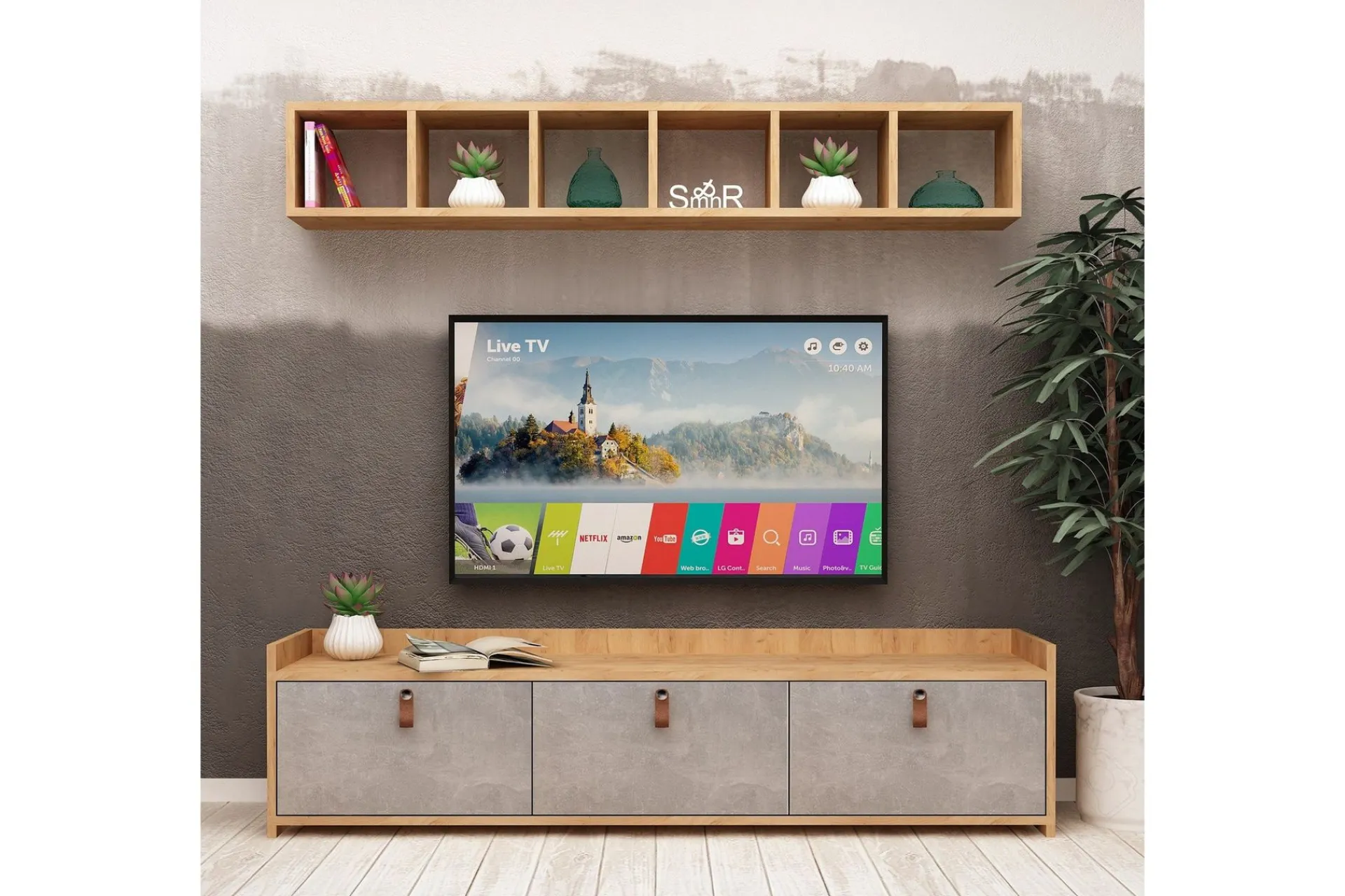 Mod Design TV-benk med Vegghylle