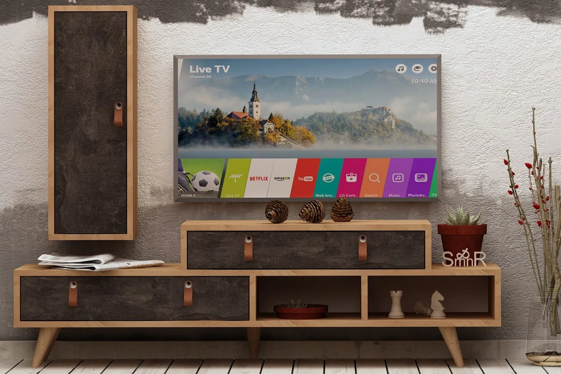 Tv-Møbelsett-Mod Design TV-benk/Skap Brun,Grey
