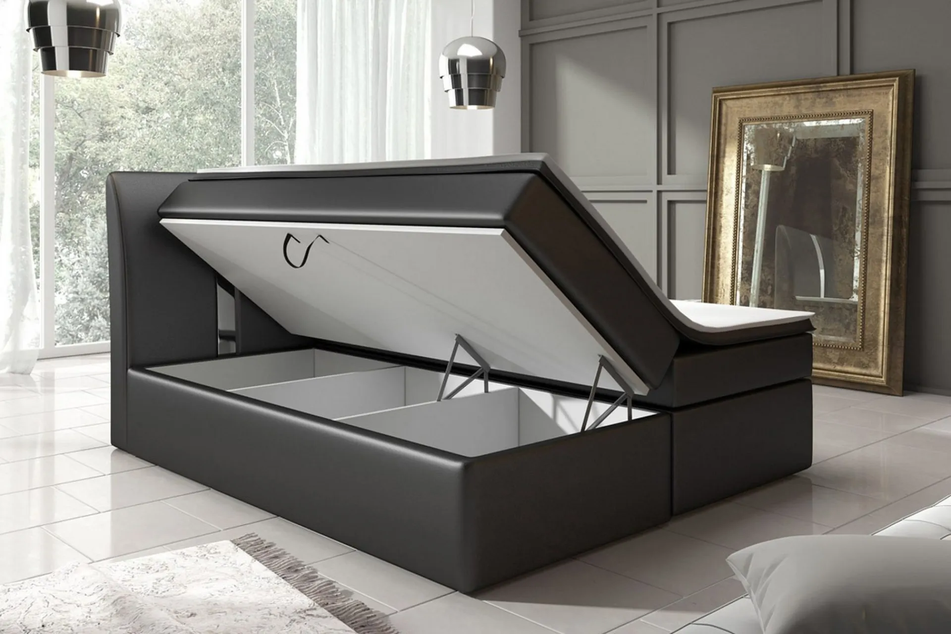 Cloud47 Modena Sengepakke 160x200 med Oppbevaring+LED Sengegavl