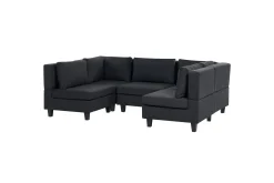 U-Sofa-Modulsoffa Beliani Unstad Beige/ Black Svart