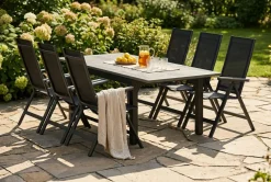 Comfort Garden Spisegrupper Hage|Cafesett-Monaco utendørs spisegruppe, uttrekkbar 150–250x90 med 6 Monaco Light regulerbare stoler