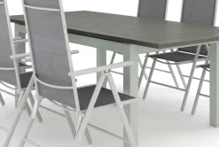 Comfort Garden Spisegrupper Hage-Monaco utendørs spisegruppe uttrekkbar 150–250x90 med 6 Maggie regulerbare stoler