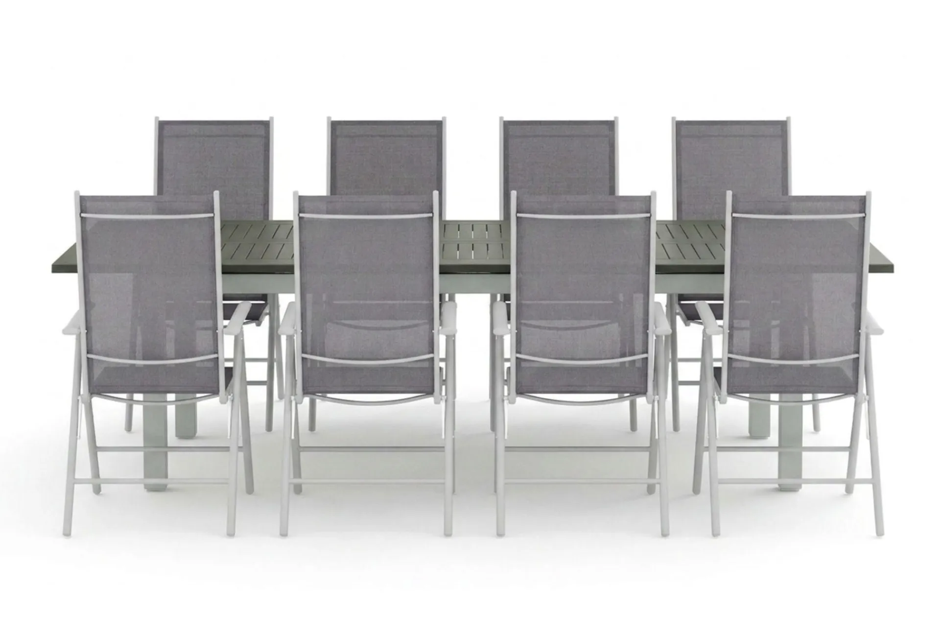 Comfort Garden Monaco utendørs spisegruppe, uttrekkbar 210/310x90 med 8 Maggie regulerbare stoler