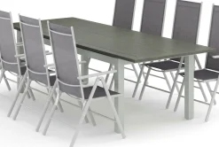 Comfort Garden Monaco utendørs spisegruppe, uttrekkbar 210/310x90 med 8 Maggie regulerbare stoler