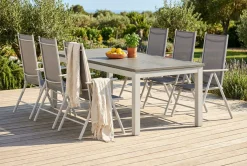 Comfort Garden Monaco utendørs spisegruppe, uttrekkbar 210/310x90 med 6 Maggie regulerbare stoler