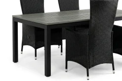 Comfort Garden Spisegrupper Hage-Monaco uttrekkbar utendørs spisegruppe inkl. ileggsplate 210–310 cm med 6 Jenny regulerbar spisestol Svart