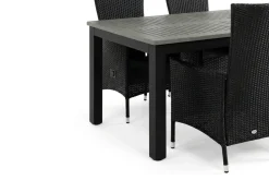 Comfort Garden Spisegrupper Hage-Monaco uttrekkbar utendørs spisegruppe inkl. ileggsplate 150–250 cm med 4 Jenny regulerbar spisestol Svart