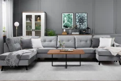 Scandinavian Choice U-Sofa-Monroe U-sofa med divan høyre fløyel Light grey