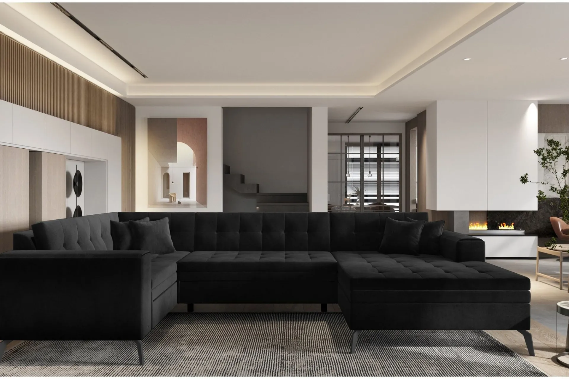 Velour Sofa & Fløyel Sofa-Montez hjørnesofa med Divan Right Antracit