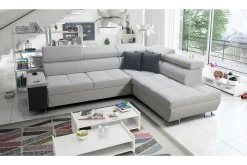 Velour Sofa & Fløyel Sofa-Morenia 3-seters Hjørnesovesofa Høyre Nour Sammet 15 + Nour Sammet 12