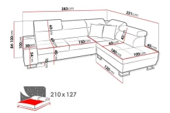 Velour Sofa & Fløyel Sofa-Morenia 3-seters Hjørnesovesofa Høyre Nour Sammet 15 + Nour Sammet 12