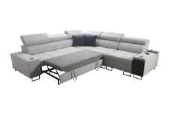 Velour Sofa & Fløyel Sofa-Morenia 4-seters Hjørnesovesofa Venstre Nour Sammet 15 + Nour Sammet 12