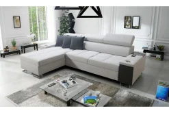 Velour Sofa & Fløyel Sofa-Morenia 3-seters Hjørnesovesofa Venstre Nour Sammet 15 + Nour Sammet 12