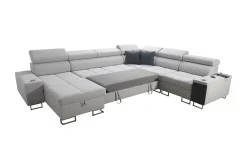 Velour Sofa & Fløyel Sofa-Morenia 4-seters Hjørnesovesofa Venstre Nour Sammet 15 + Nour Sammet 12