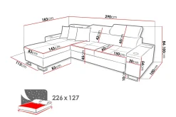Velour Sofa & Fløyel Sofa-Morenia 4-seters Hjørnesovesofa Venstre Nour Sammet 1