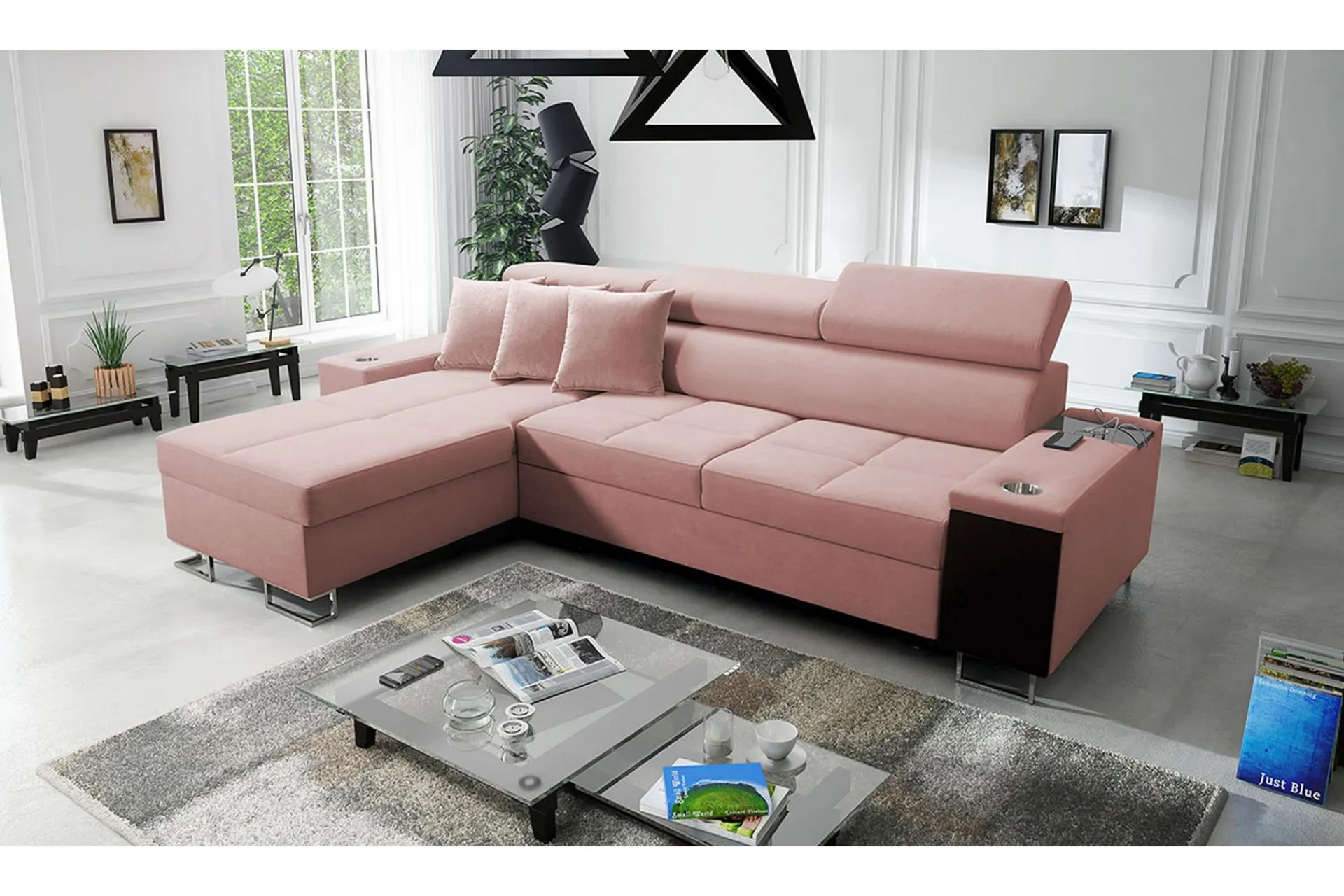 Velour Sofa & Fløyel Sofa-Morenia 4-seters Hjørnesovesofa Venstre Nour Sammet 1