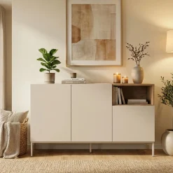 Sideboard & Skjenker-Morlen Konsoll 140x80x41,8 cm Sandstein Naturlig eik