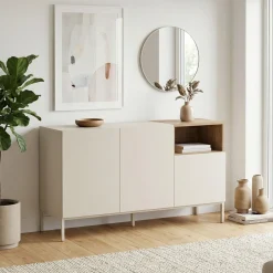 Sideboard & Skjenker-Morlen Konsoll 140x80x41,8 cm Sandstein Naturlig eik