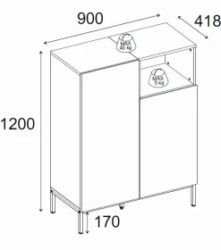 Morlen Skjenk 90x120x41,8 cm