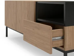 Tv-Benk & Mediabenk-Morlen TV-benk 140 cm Naturlig eik, tre-svart, svart