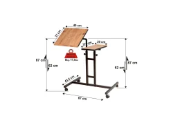 Kontorbord-Morse StåSkrivebord 67 cm Svart,Tre/Natur