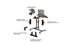 Kontorbord-Morse StåSkrivebord 67 cm Svart,Tre/Natur