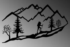 Skilt-Mountain Climbing Veggdekor Svart