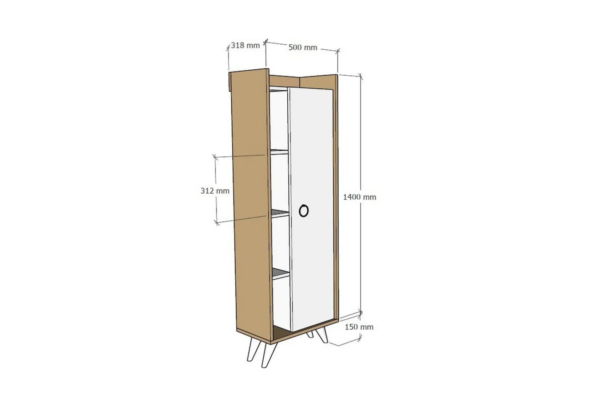 Baderom|Baderomsskap-Multi Purpose Cabinet Eik|Hvit Natur,Hvit