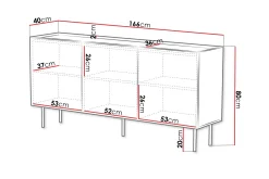 Entrekommode|Kommode-Munkedal Kommode 166 cm Svart