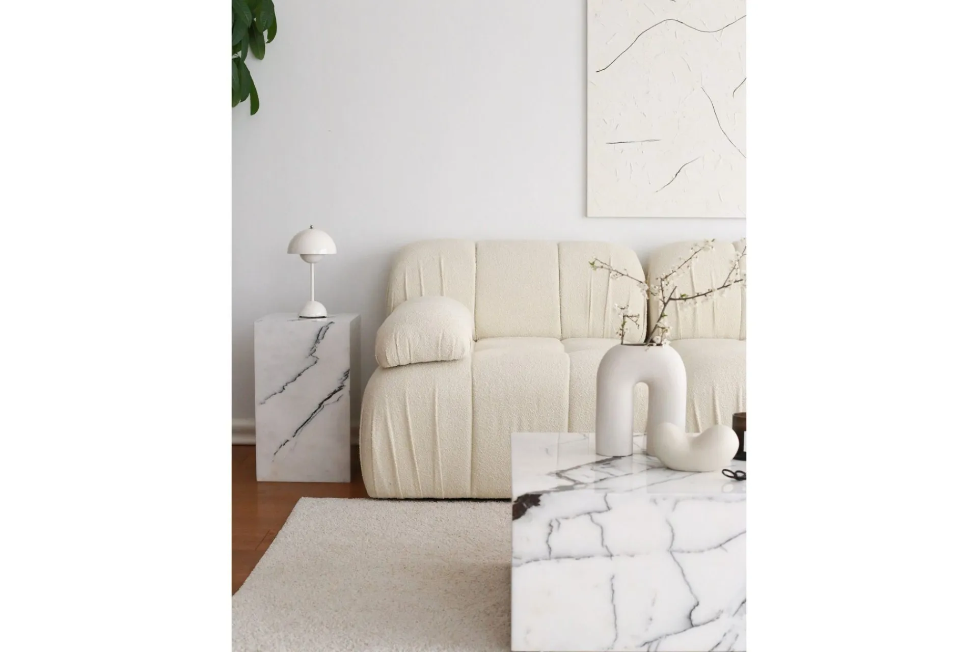 Sofa Med Sjeselong-Murum Hjørnesofa 3-seter Hvit