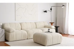 Sofa Med Sjeselong-Murum Hjørnesofa 3-seter Hvit