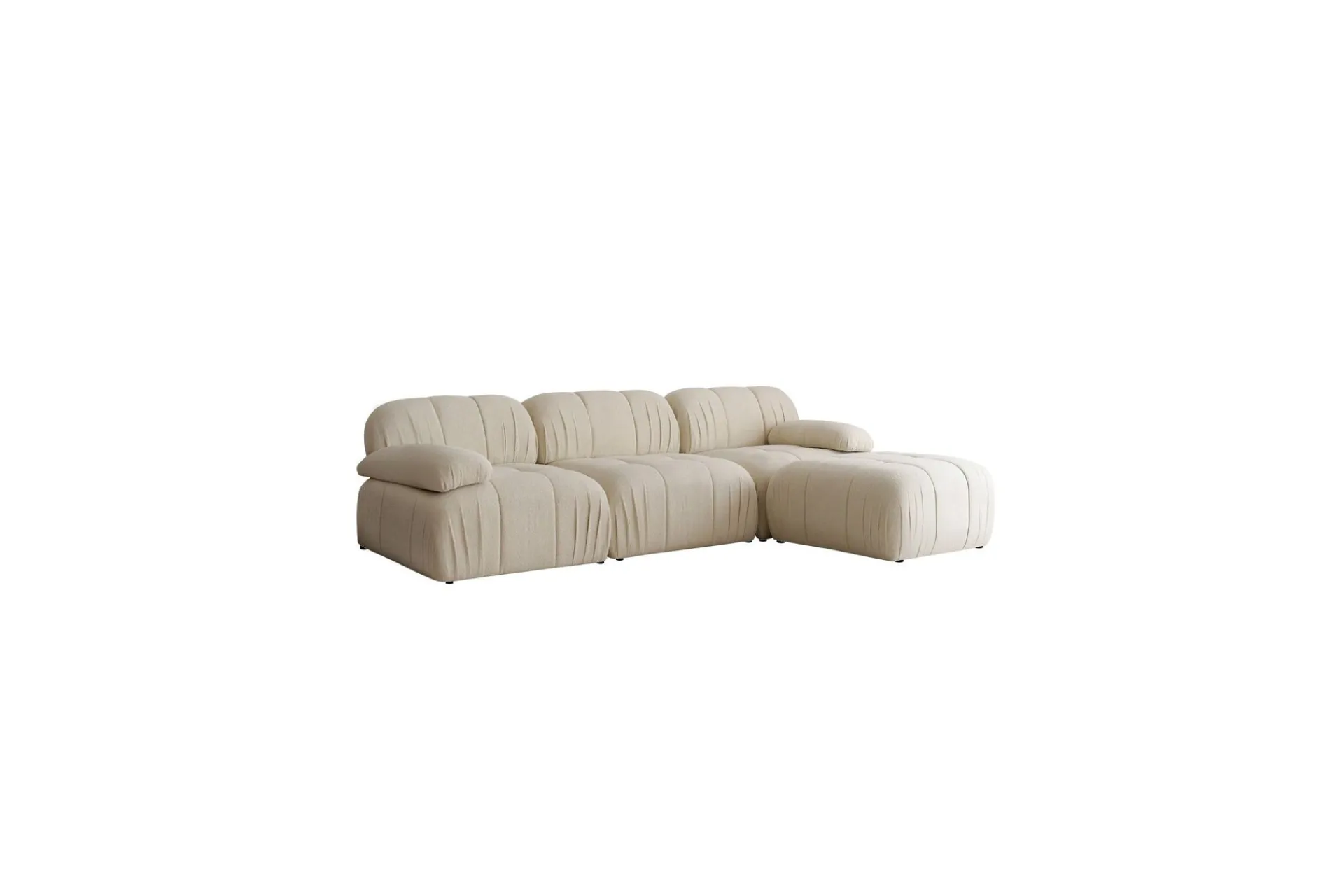 Sofa Med Sjeselong-Murum Hjørnesofa 3-seter Hvit