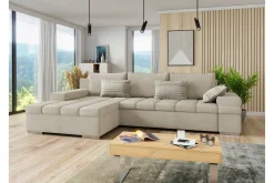 Velour Sofa & Fløyel Sofa-Naoma 3-sits Hörnbäddsoffa Beige