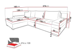 Naoma Sofa med Sjeselong 3-seter