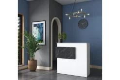 Kontorbord-Naruto Skrivebord 110 cm Hvit,Marmor