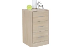 Wohnling Nattbord for kontinentalseng, 68 cm høy og 3 skuffer i en moderne stil Sonoma