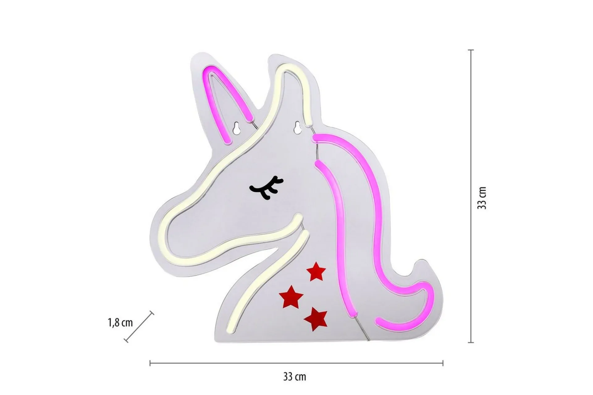 Barnelampe-Neon Unicorn Just Light Dekorativ Lampe Flerfarget