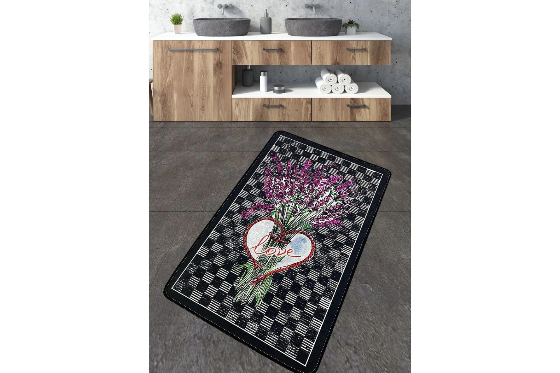 Baderomsmatte|Baderomsmatte-Nidhi Baderomsmatte 70x120 cm Rektangulær Flerfärgad