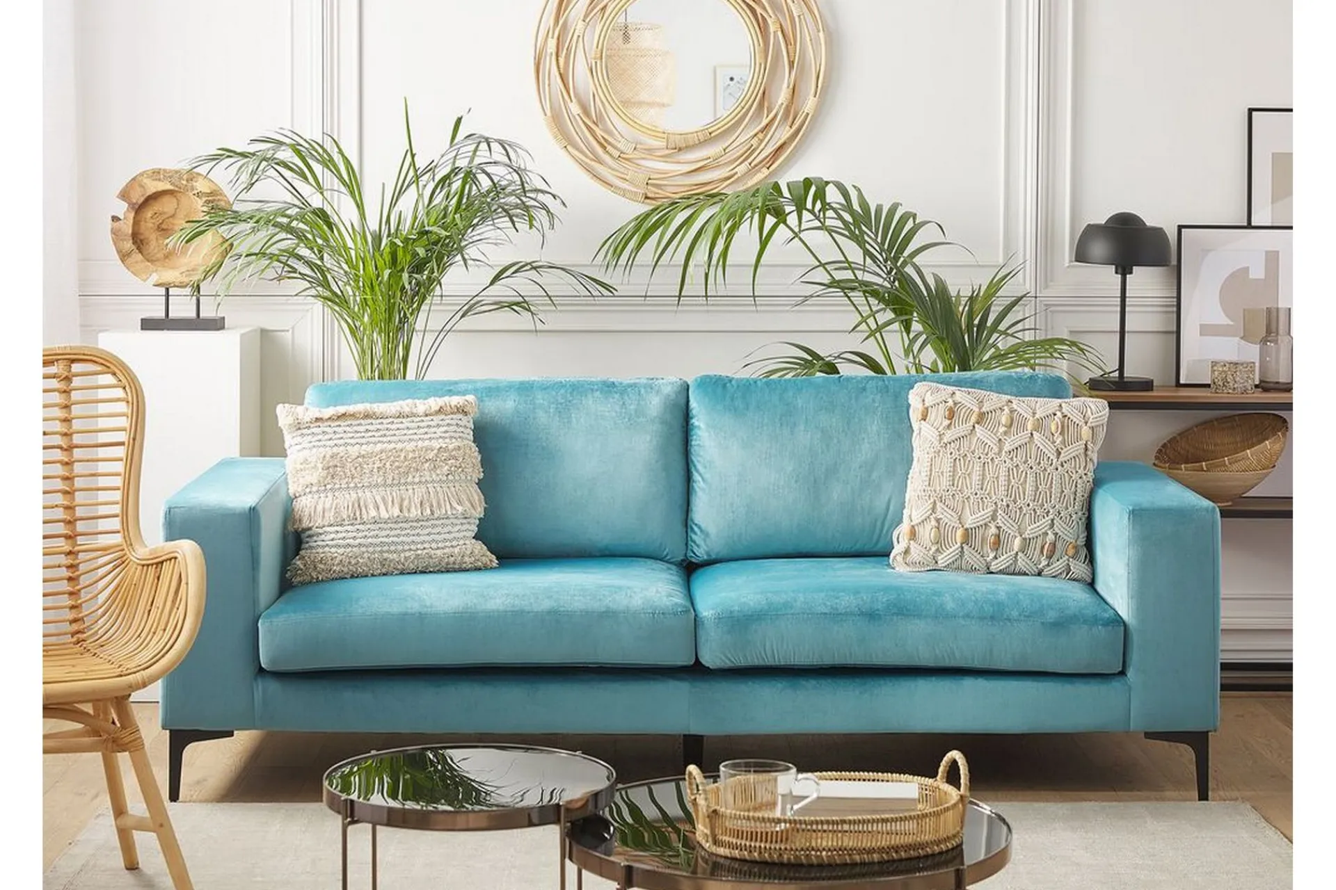 Velour Sofa & Fløyel Sofa-Nikkala Fløyelssofa Blå