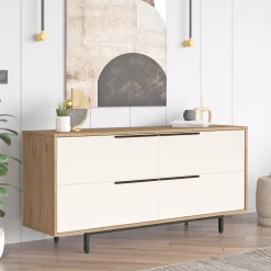Gangbord|Avlastningsbord-Nilena Konsoll 160x74,3x44,5 cm Eik og hvit
