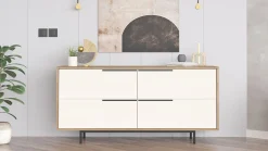 Gangbord|Avlastningsbord-Nilena Konsoll 160x74,3x44,5 cm Eik og hvit