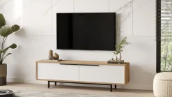 Tv-Benk & Mediabenk-Nilena TV-benk 160x45,1x35,5 cm eik, hvit