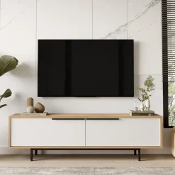 Tv-Benk & Mediabenk-Nilena TV-benk 160x45,1x35,5 cm eik, hvit